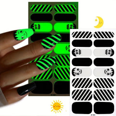 Glow In The Dark Nail Wraps 16pcs Luminous Nail Decals Adhesive Nail Stickers