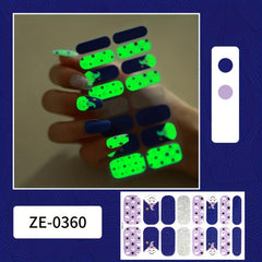 Glow In The Dark Nail Wraps 16pcs Luminous Nail Decals Adhesive Nail Stickers