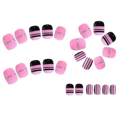 Y2K Ballerina False Nails Set Pink Glitter Art Tips