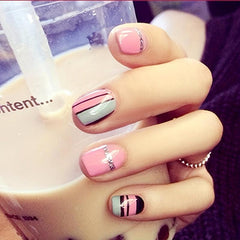 Y2K Ballerina False Nails Set Pink Glitter Art Tips