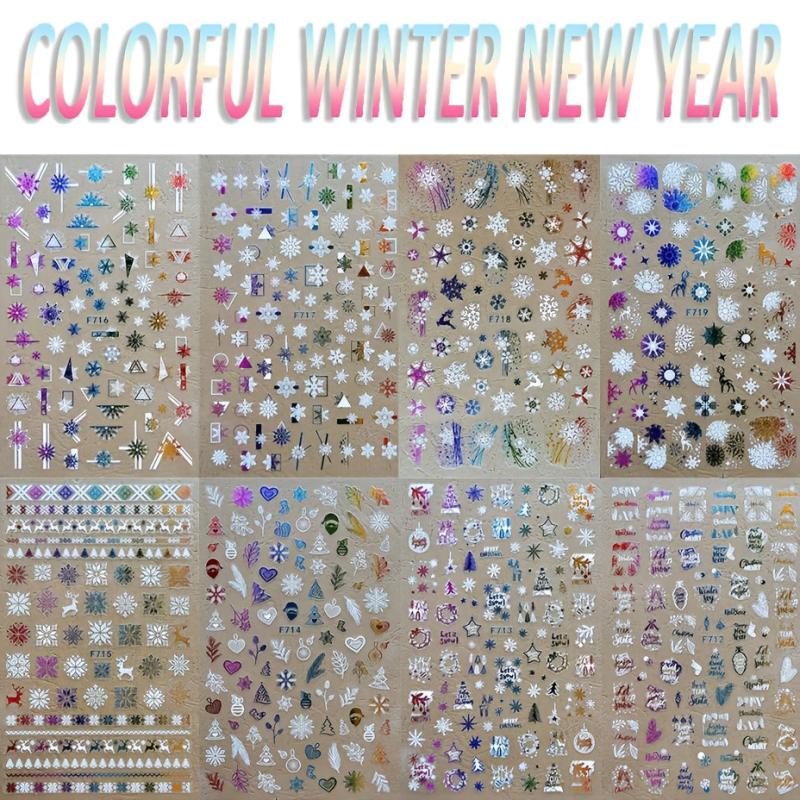 Christmas Nail Sticker 3D Snowflake Golden X-ray Nail Decoration Sticker