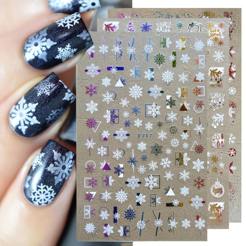 Christmas Nail Sticker 3D Snowflake Golden X-ray Nail Decoration Sticker