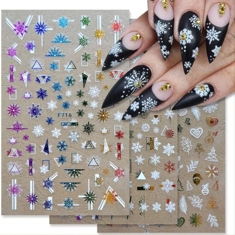 Christmas Nail Sticker 3D Snowflake Golden X-ray Nail Decoration Sticker