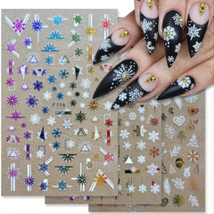 Christmas Nail Sticker 3D Snowflake Golden X-ray Nail Decoration Sticker