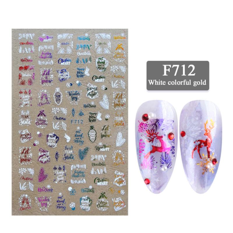 Christmas Nail Sticker 3D Snowflake Golden X-ray Nail Decoration Sticker