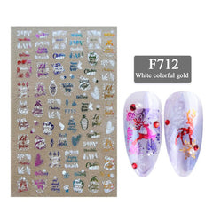 Christmas Nail Sticker 3D Snowflake Golden X-ray Nail Decoration Sticker