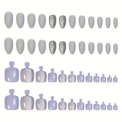 48pcs Silver Glitter Press On Nails French Tips Full Cover False Nails 48 Styles