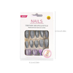 48pcs Silver Glitter Press On Nails French Tips Full Cover False Nails 48 Styles