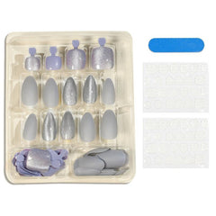 48pcs Silver Glitter Press On Nails French Tips Full Cover False Nails 48 Styles