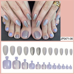 48pcs Silver Glitter Press On Nails French Tips Full Cover False Nails 48 Styles