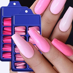 100 pcs Ballerina Press On Nails Long Red Nude Acrylic Tips
