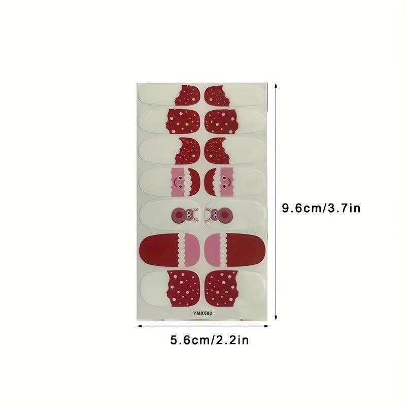 2 Sheets Christmas Nail Stickers Full Nail Wraps Adhesive Nail Polish Stickers