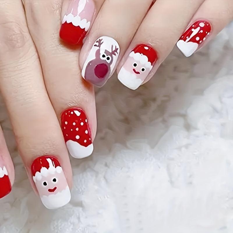 2 Sheets Christmas Nail Stickers Full Nail Wraps Adhesive Nail Polish Stickers
