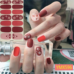 2 Sheets Christmas Nail Stickers Full Nail Wraps Adhesive Nail Polish Stickers