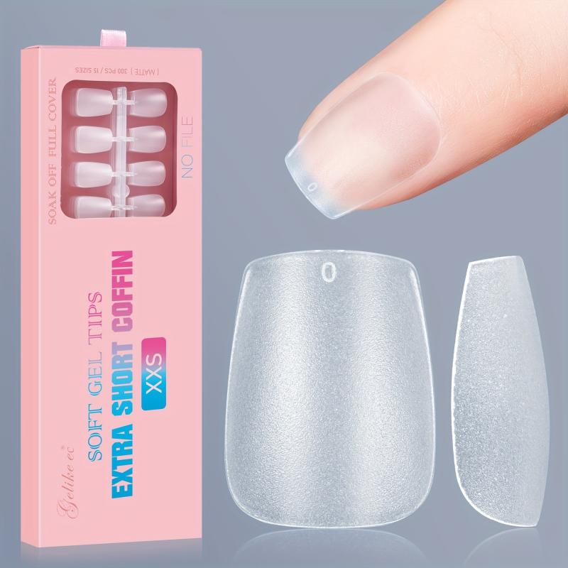 300pcs Soft Gel Nail Tips Matte Acrylic False Nail Tips