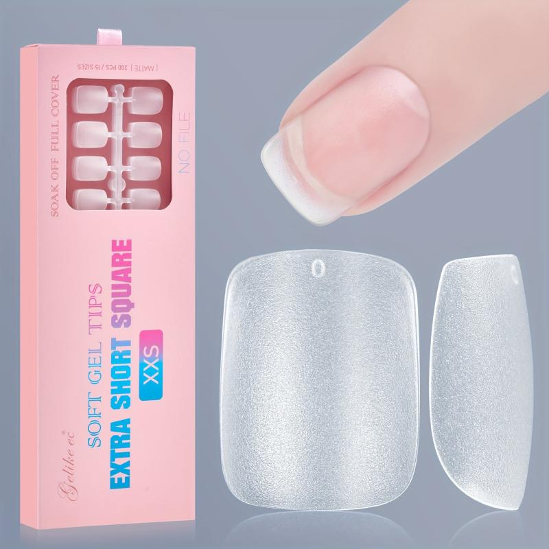 300pcs Soft Gel Nail Tips Matte Acrylic False Nail Tips