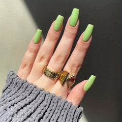 24pcs Glossy Press On Nails Full Cover Medium Square False Nails for Women