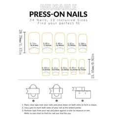 Green Glossy False Nails Square Press On Medium 24pcs