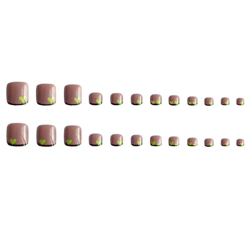 24 Pcs Edge Love Toenails with Jelly Finish