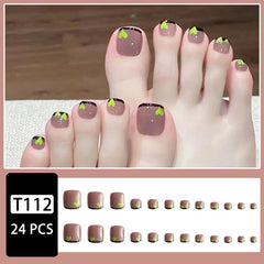 24 Pcs Edge Love Toenails with Jelly Finish