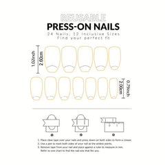 24pcs French Tip Press On Nails Long Coffin Shape Full Cover False Nails