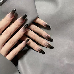24pcs French Tip Press On Nails Long Coffin Shape Full Cover False Nails
