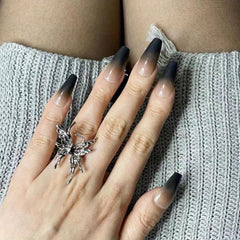 24pcs French Tip Press On Nails Long Coffin Shape Full Cover False Nails