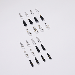 24 pcs Leopard Print Butterfly False Nails with Jelly Glue and Nail File