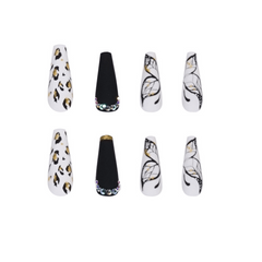 24 pcs Leopard Print Butterfly False Nails with Jelly Glue and Nail File