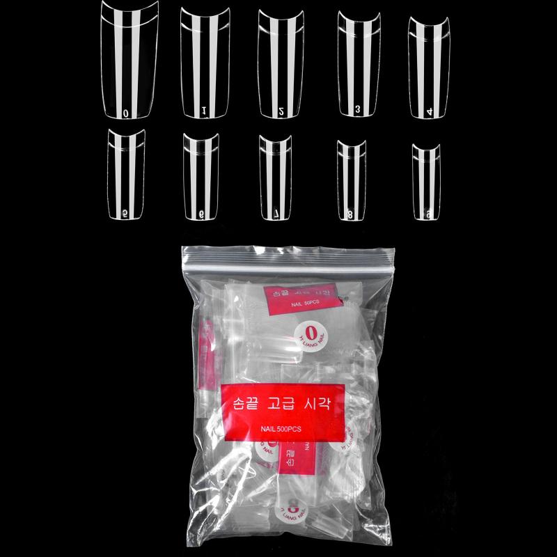 500pcs Clear Acrylic Nail Tips Long Square False Nails