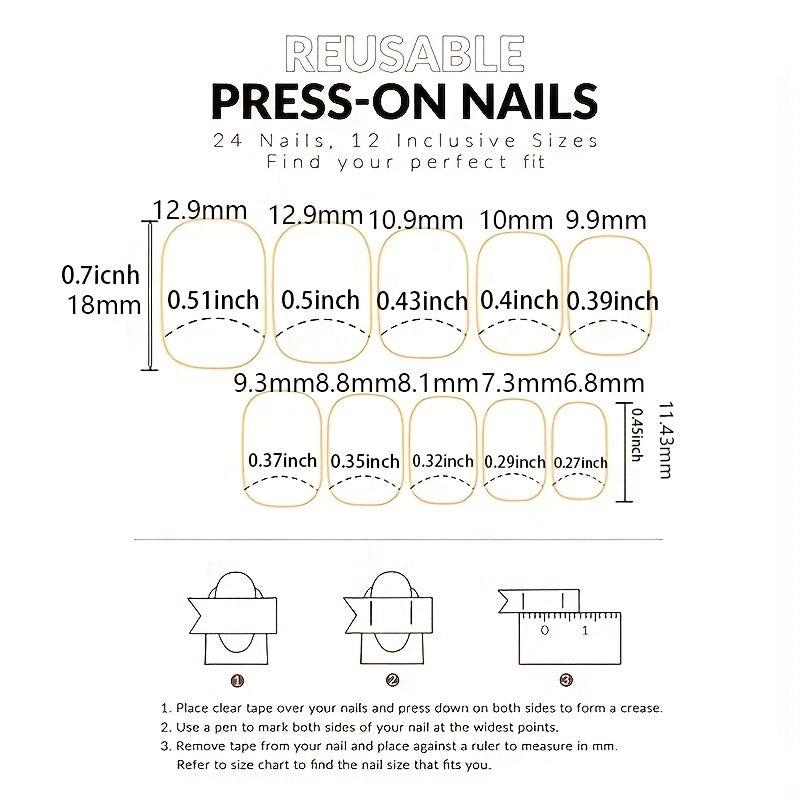 24pcs Nude Pink Rhinestone French Tip Press On Nails Full Cover Artificial Nails
