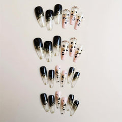 24 pcs Golden Glitter Press On Nails Y2K Style Almond Shape False Nails
