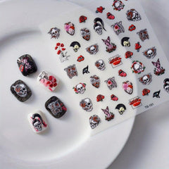 5D Embossed Halloween Skull Puppet Nail Decals