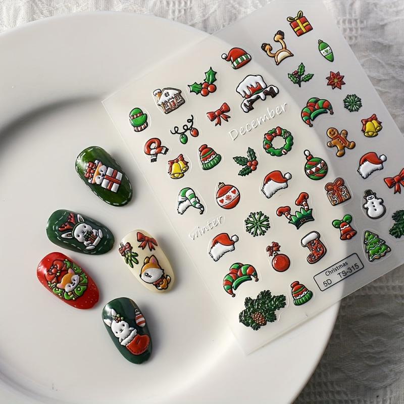 5D Embossed Halloween Skull Puppet Nail Decals