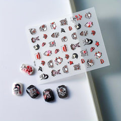 5D Embossed Halloween Skull Puppet Nail Decals