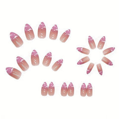 24pcs Glossy Clouds Stiletto Press On Nails French Y2K Style + File