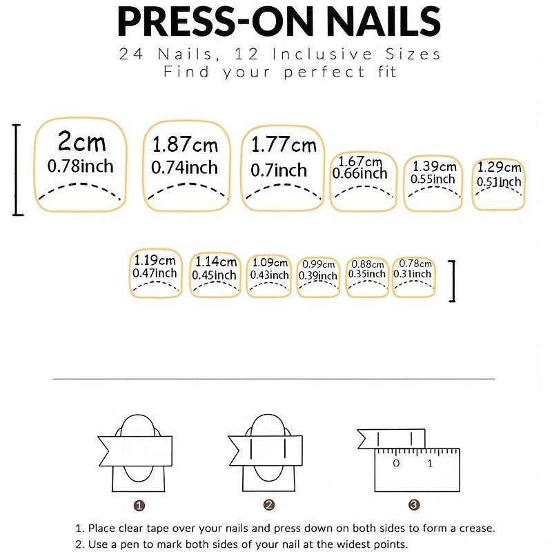 24pcs Glossy False Toenails Sweet & Full Cover Press Ons