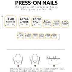 24pcs Glossy False Toenails Sweet & Full Cover Press Ons