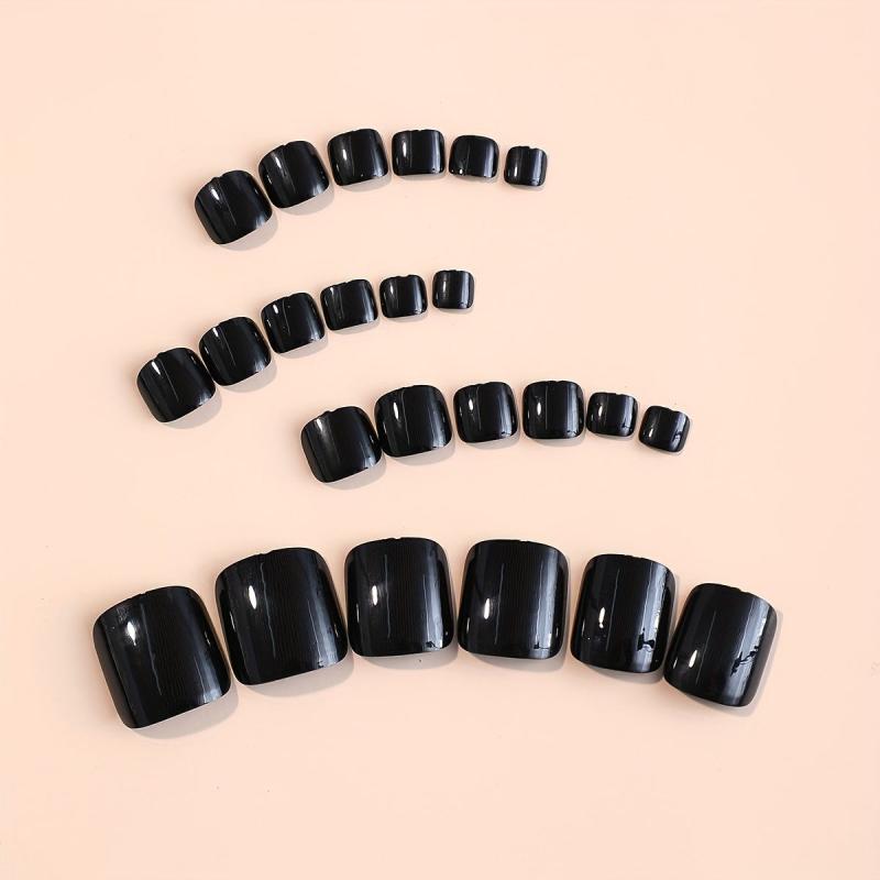 24pcs Glossy False Toenails Sweet & Full Cover Press Ons