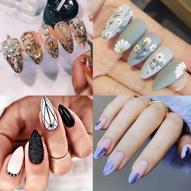 500 Pcs Clear Almond Nail Tips Soft Gel Short Full Cover False Press On Nails