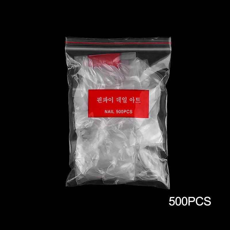 500 Pcs Clear Almond Nail Tips Soft Gel Short Full Cover False Press On Nails
