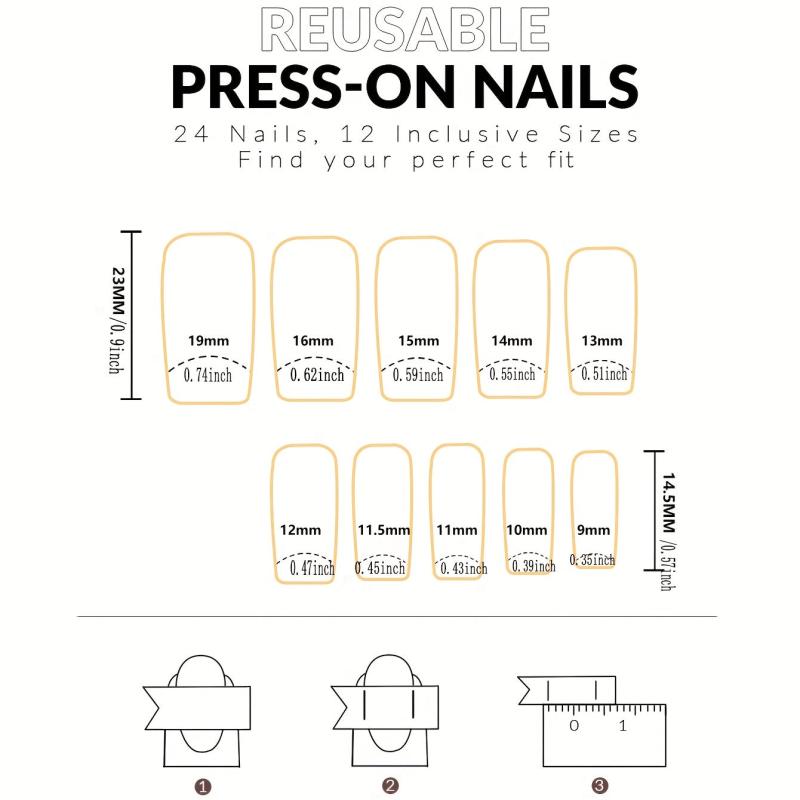 24pcs French Tip Press On Nails Medium Square False Nails for Daily Wear