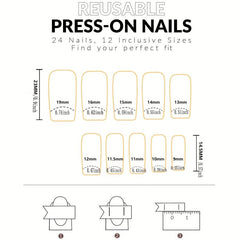 24pcs French Tip Press On Nails Medium Square False Nails for Daily Wear