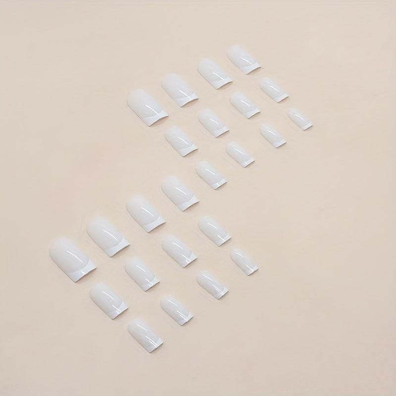 24pcs French Tip Press On Nails Medium Square False Nails for Daily Wear