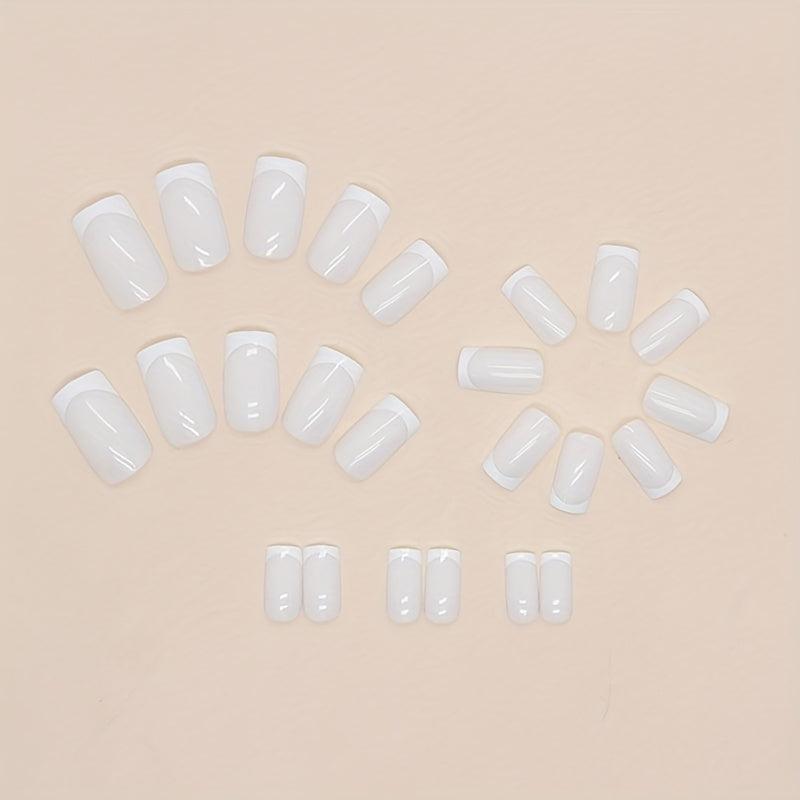 24pcs French Tip Press On Nails Medium Square False Nails for Daily Wear
