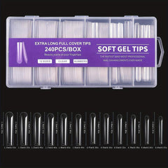 240pcs Clear Acrylic Press On Nails Full Coverage Shapes