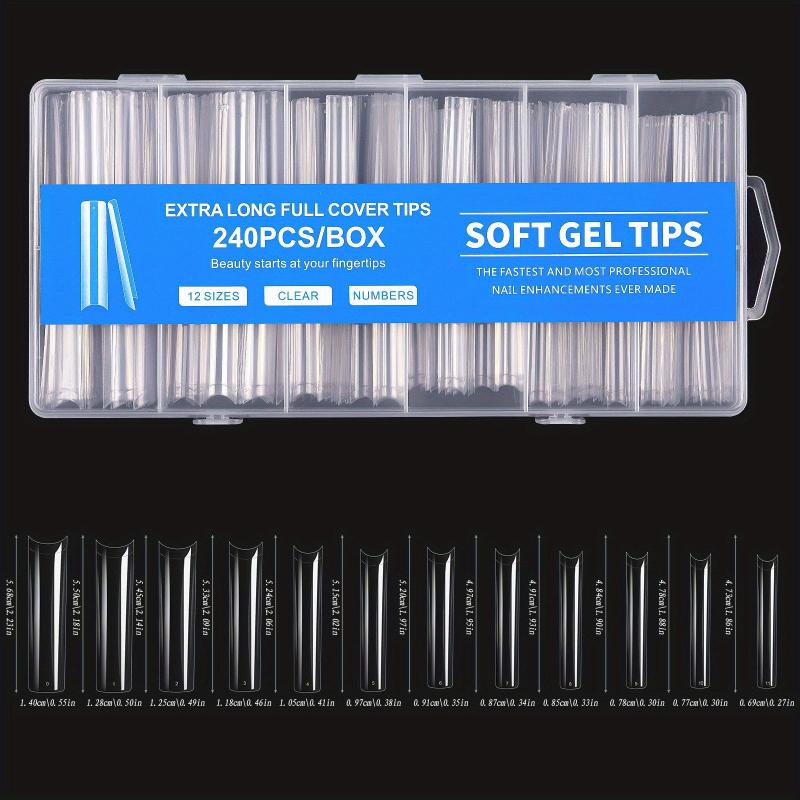 240pcs Clear Acrylic Press On Nails Full Coverage Shapes