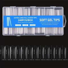 240pcs Clear Acrylic Press On Nails Full Coverage Shapes