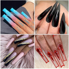 240pcs Clear Acrylic Press On Nails Full Coverage Shapes