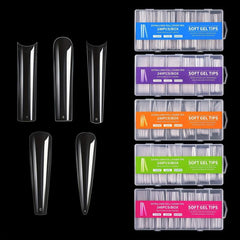 240pcs Clear Acrylic Press On Nails Full Coverage Shapes
